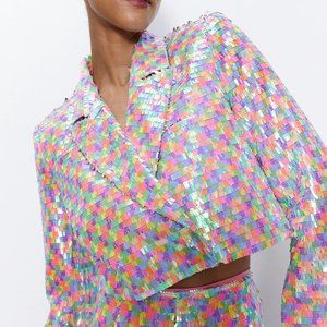 Nasty Gal Multi Color Sequin Cropped Blazer | Perfect for Taylor Swift Concert